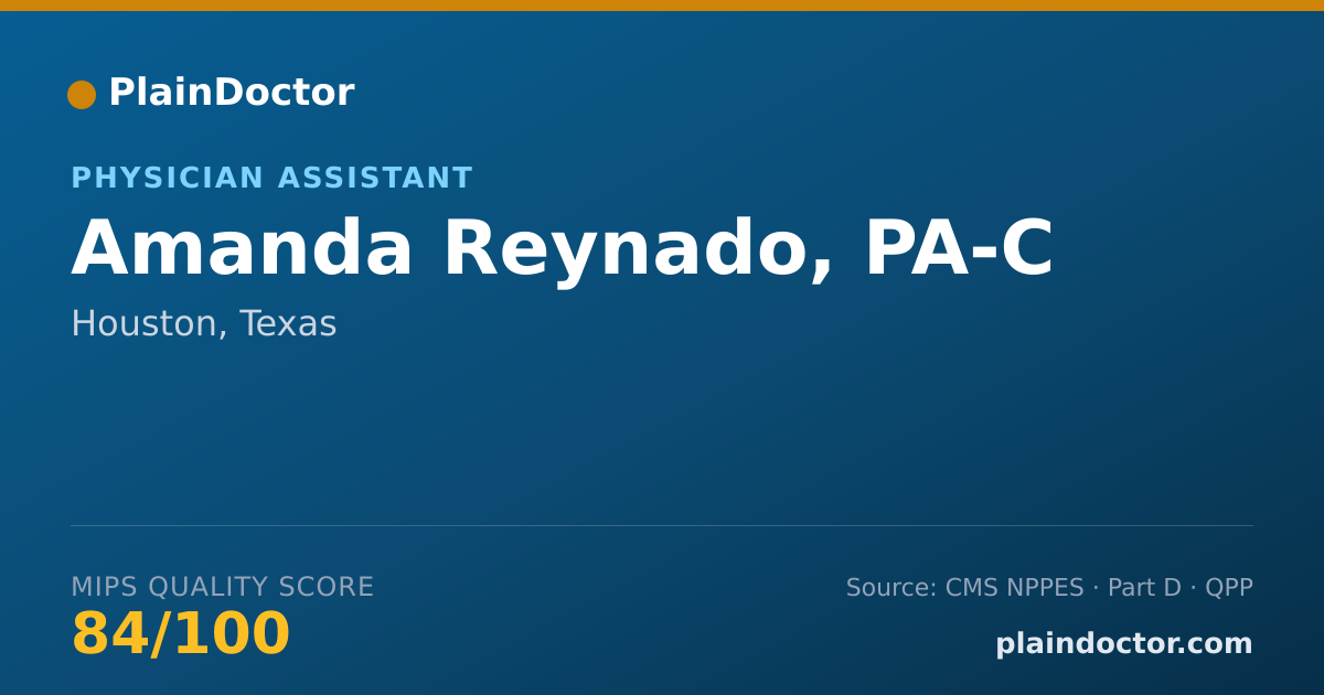 Shareable card for Amanda Reynado, PA-C - Physician Assistant, Houston, TX