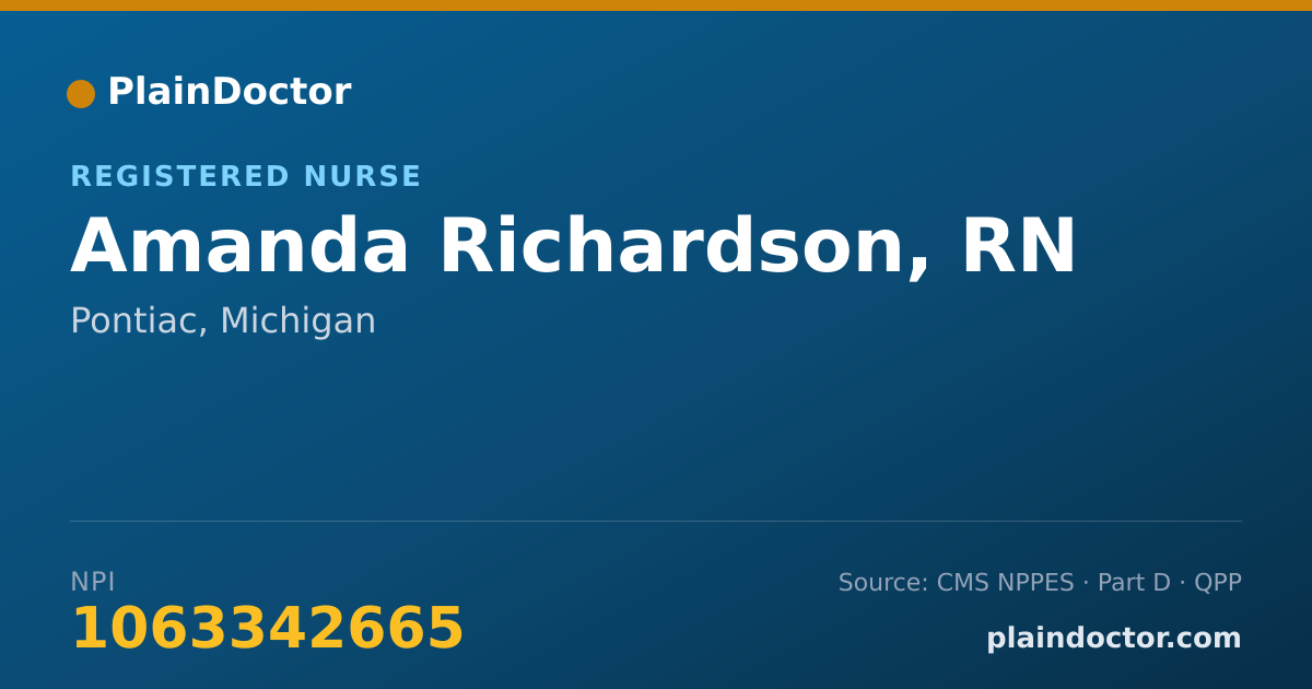 Shareable card for Amanda Richardson, RN - Registered Nurse, Pontiac, MI