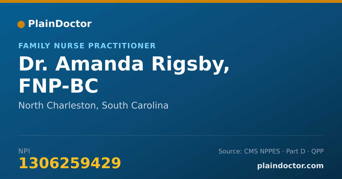 Shareable card for Amanda Rigsby, FNP-BC - Family Nurse Practitioner, North Charleston, SC
