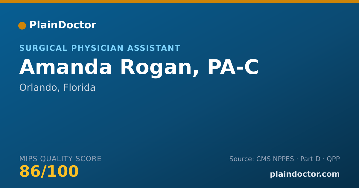 Shareable card for Amanda Rogan, PA-C - Surgical Physician Assistant, Orlando, FL