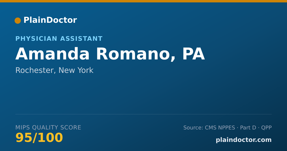 Shareable card for Amanda Romano, PA - Physician Assistant, Rochester, NY