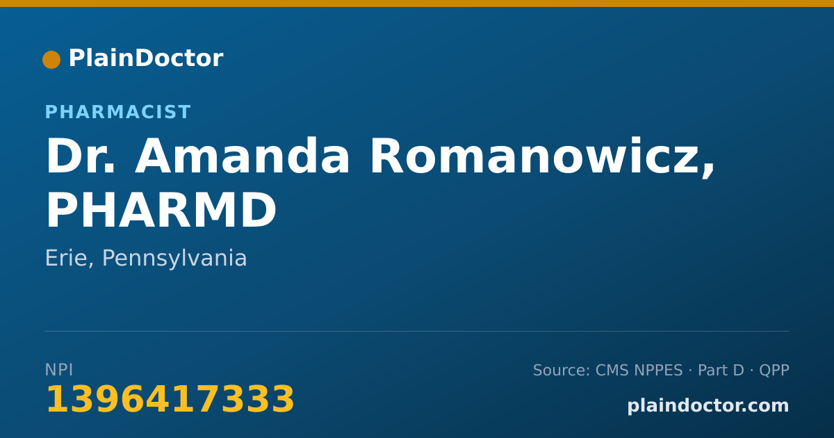 Shareable card for Amanda Romanowicz, PHARMD - Pharmacist, Erie, PA