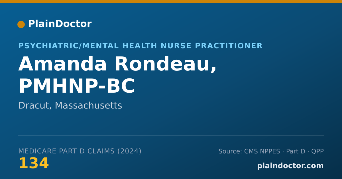 Shareable card for Amanda Rondeau, PMHNP-BC - Psychiatric/Mental Health Nurse Practitioner, Dracut, MA