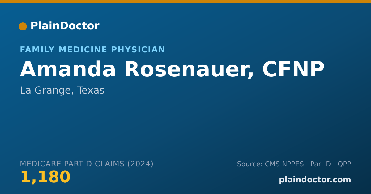 Shareable card for Amanda Rosenauer, CFNP - Family Medicine Physician, La Grange, TX