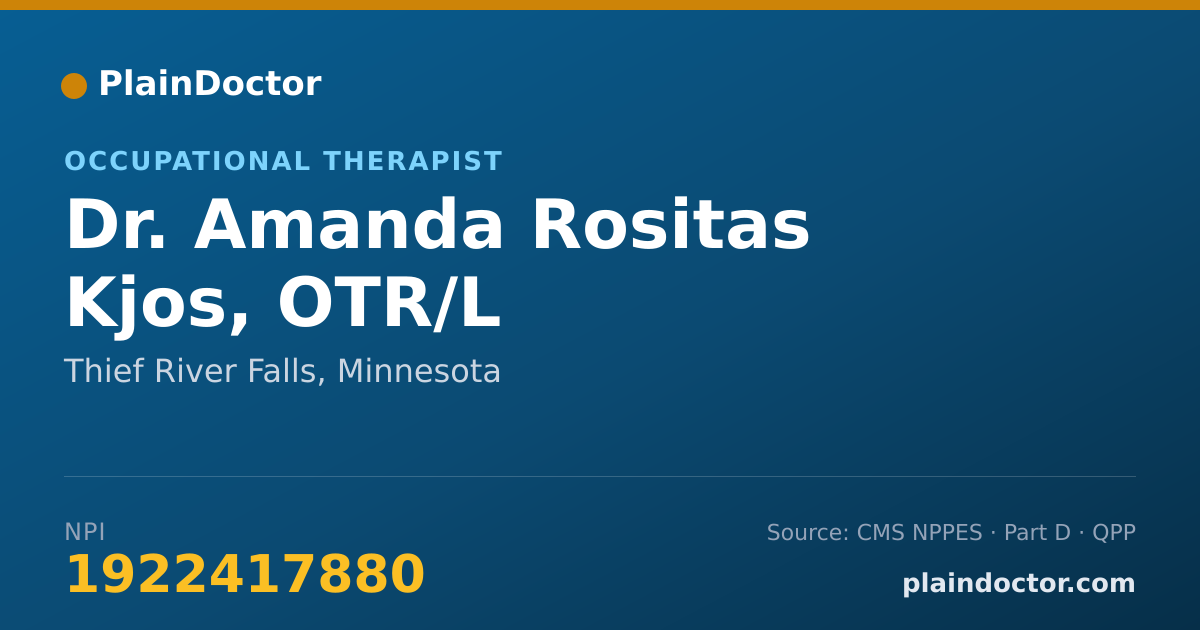 Shareable card for Amanda Rositas Kjos, OTR/L - Occupational Therapist, Thief River Falls, MN