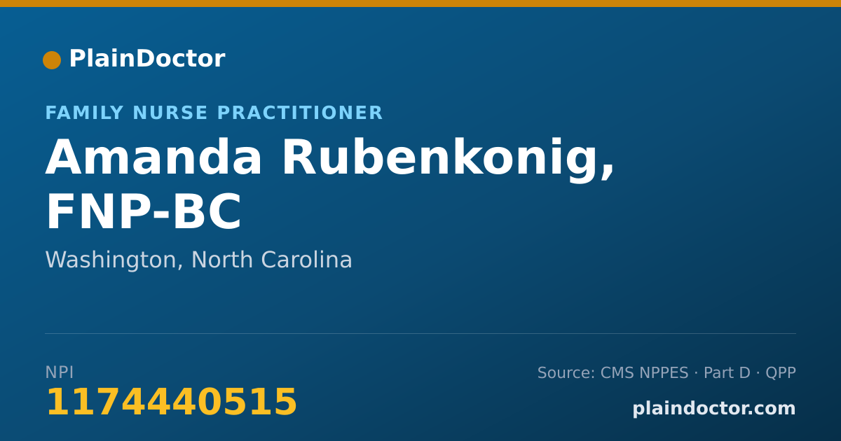 Shareable card for Amanda Rubenkonig, FNP-BC - Family Nurse Practitioner, Washington, NC