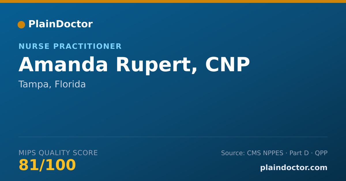 Shareable card for Amanda Rupert, CNP - Acute Care Nurse Practitioner, Tampa, FL