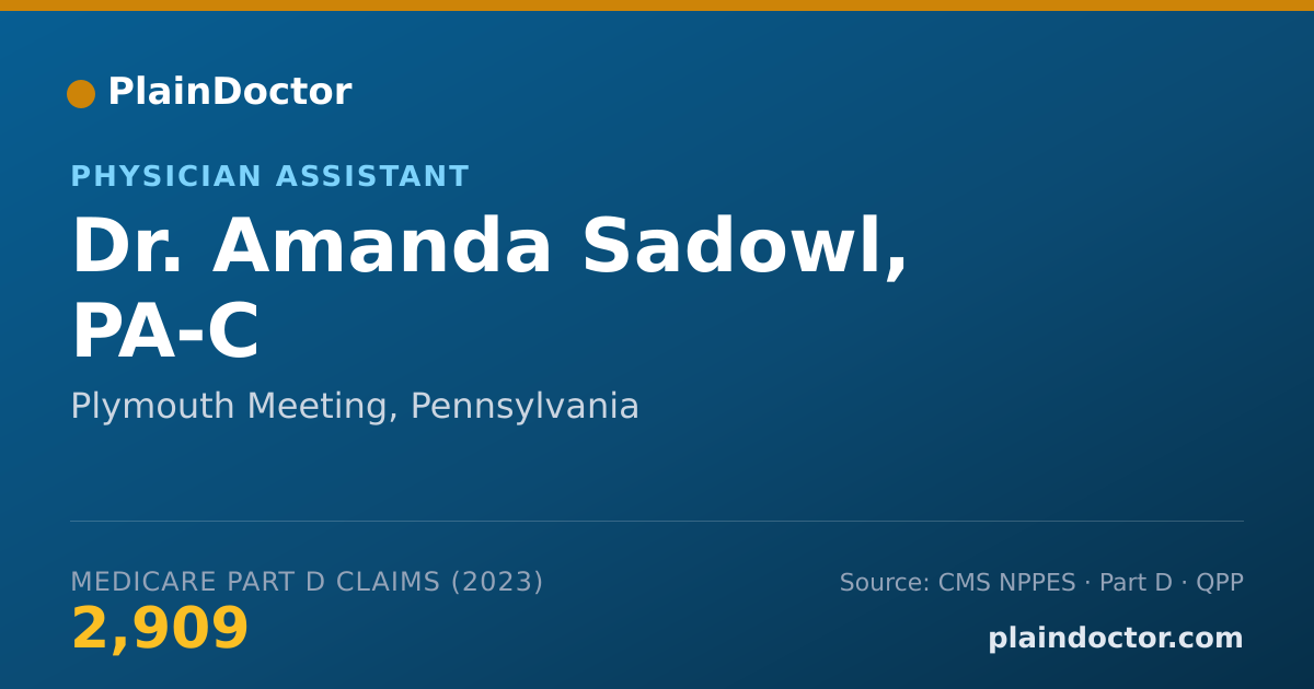 Shareable card for Amanda Sadowl, PA-C - Physician Assistant, Plymouth Meeting, PA