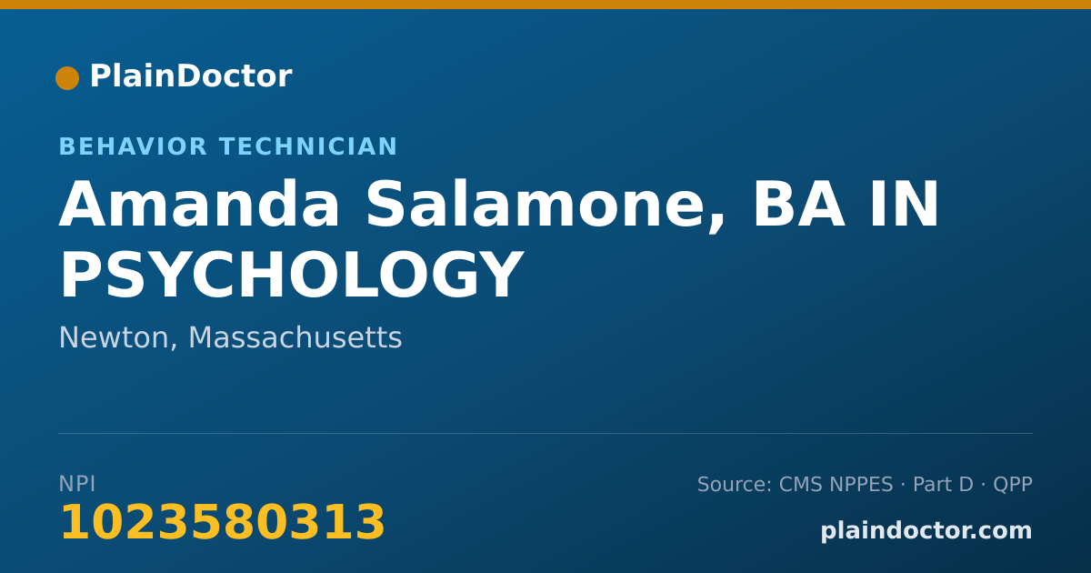 Shareable card for Amanda Salamone, BA IN PSYCHOLOGY - Behavior Technician, Newton, MA