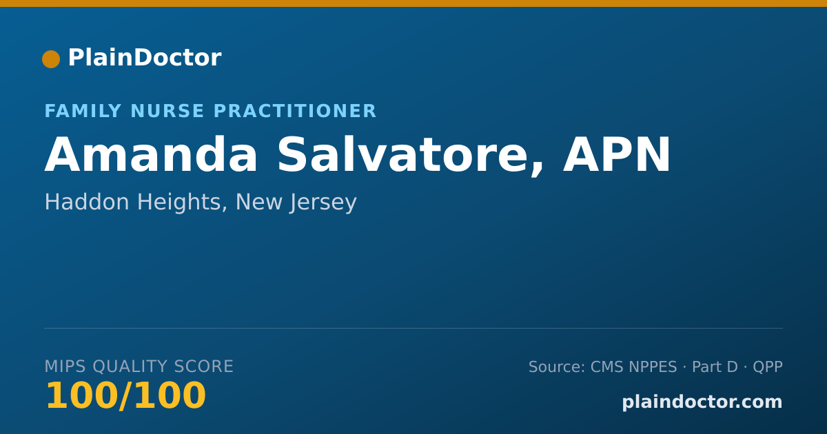 Shareable card for Amanda Salvatore, APN - Family Nurse Practitioner, Haddon Heights, NJ
