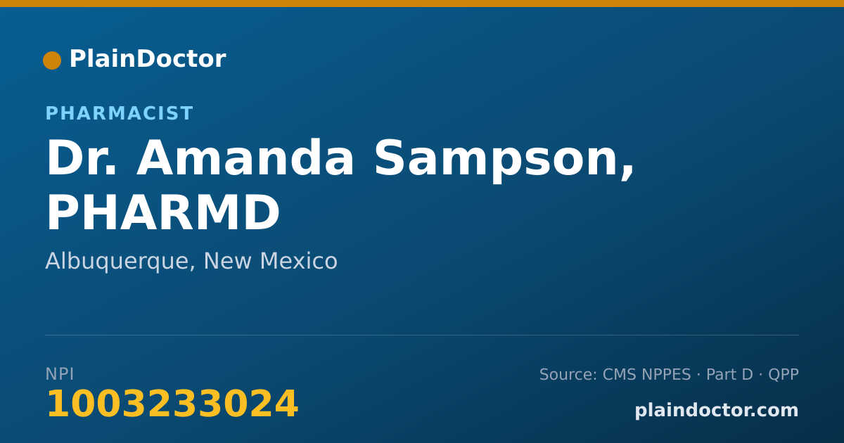 Shareable card for Amanda Sampson, PHARMD - Pharmacist, Albuquerque, NM