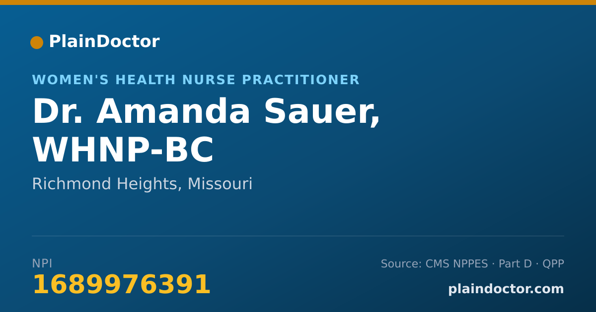 Shareable card for Amanda Sauer, WHNP-BC - Women's Health Nurse Practitioner, Richmond Heights, MO