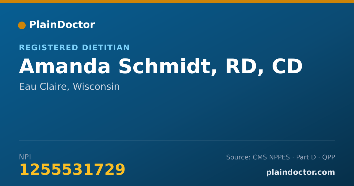 Shareable card for Amanda Schmidt, RD, CD - Registered Dietitian, Eau Claire, WI