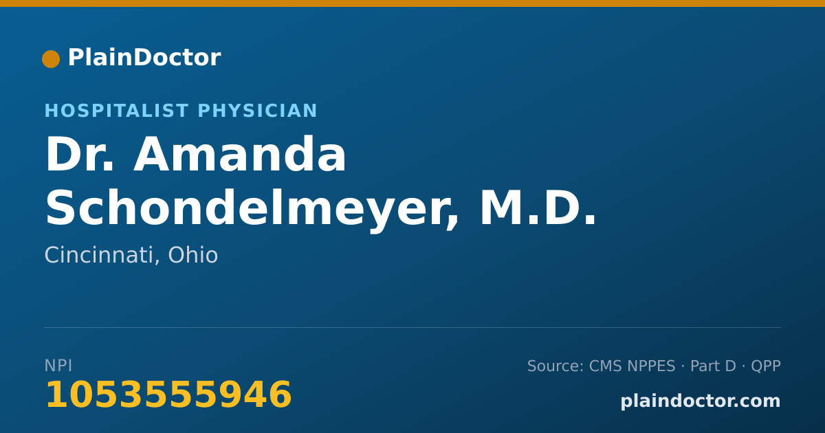 Shareable card for Amanda Schondelmeyer, M.D. - Hospitalist Physician, Cincinnati, OH