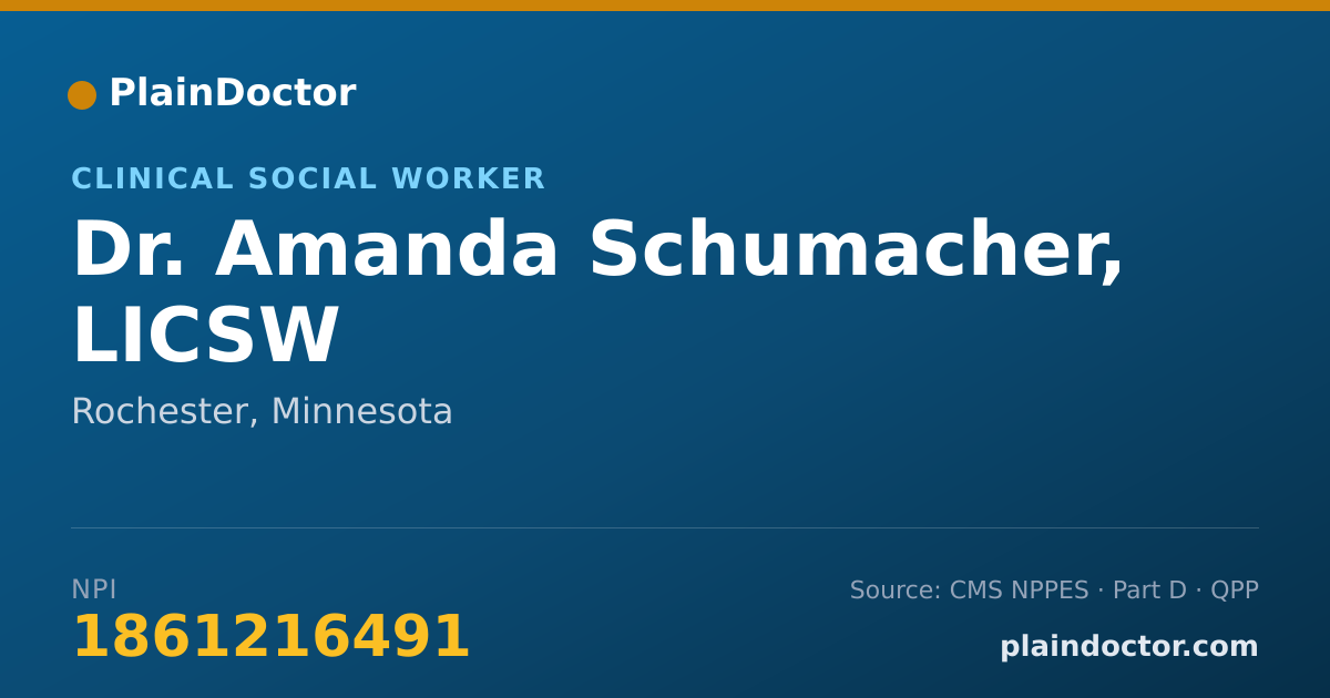 Shareable card for Amanda Schumacher, LICSW - Clinical Social Worker, Rochester, MN