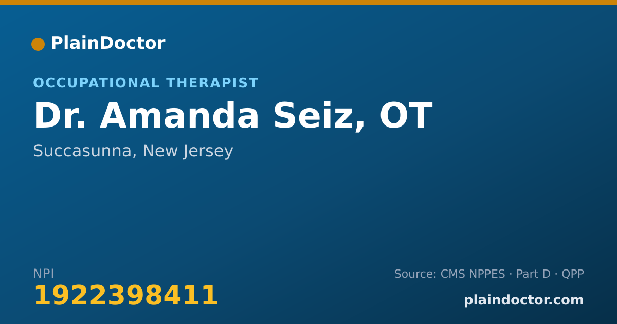 Shareable card for Amanda Seiz, OT - Occupational Therapist, Succasunna, NJ