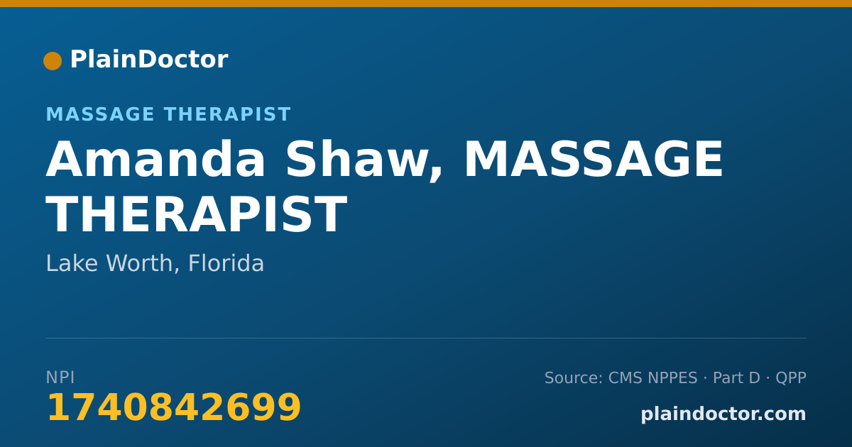 Shareable card for Amanda Shaw, MASSAGE THERAPIST - Massage Therapist, Lake Worth, FL