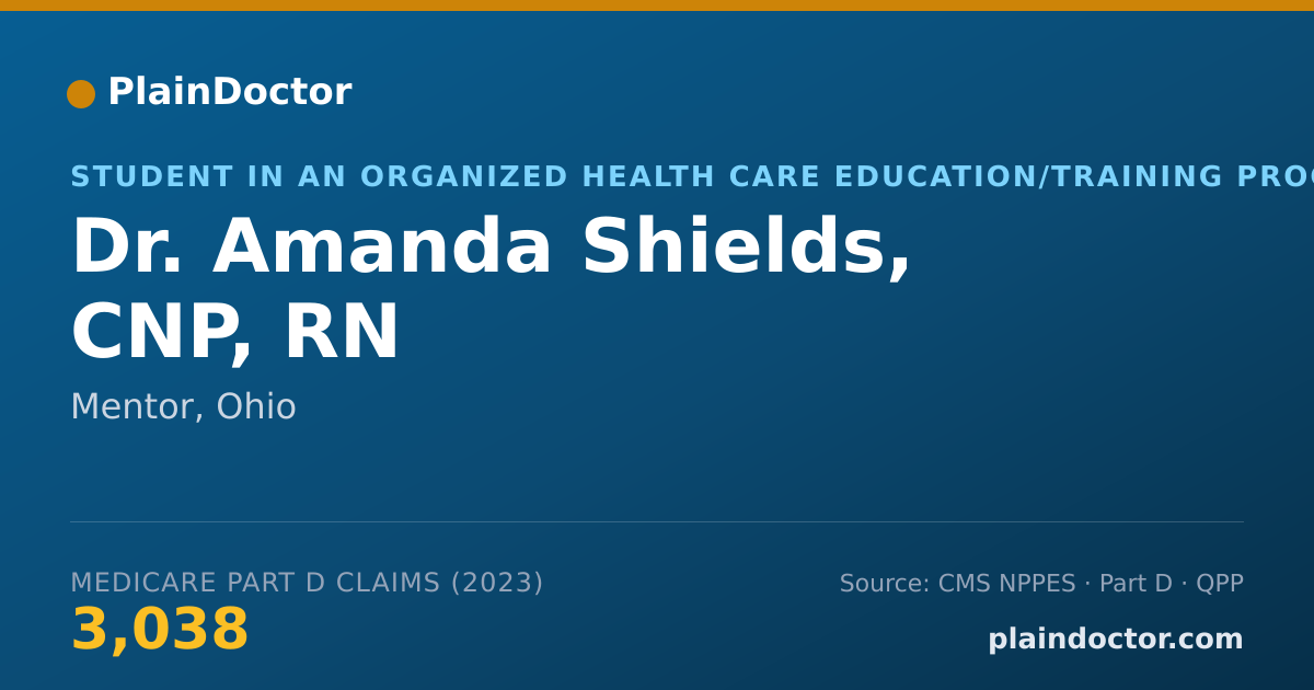 Shareable card for Amanda Shields, CNP, RN - Student in an Organized Health Care Education/Training Program, Mentor, OH