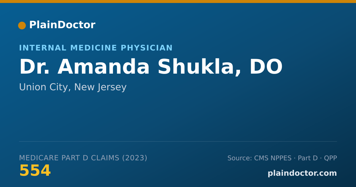 Shareable card for Amanda Shukla, DO - Internal Medicine Physician, Union City, NJ