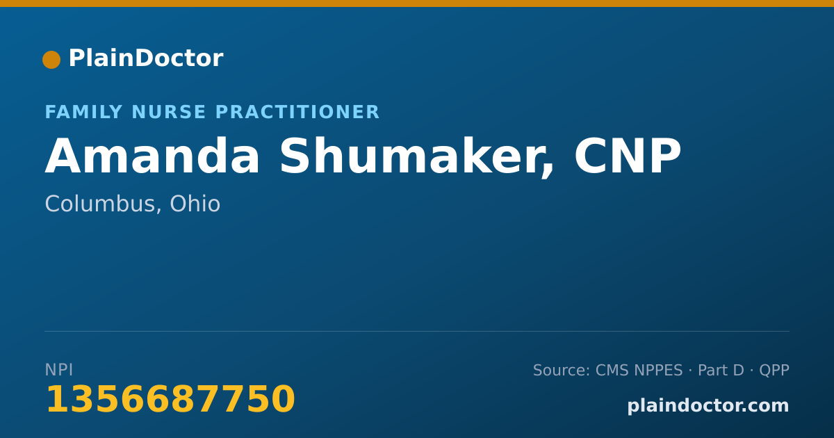 Shareable card for Amanda Shumaker, CNP - Family Nurse Practitioner, Columbus, OH