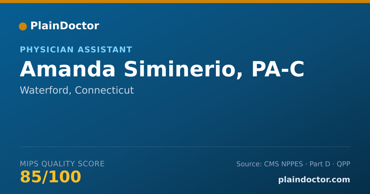 Shareable card for Amanda Siminerio, PA-C - Physician Assistant, Waterford, CT