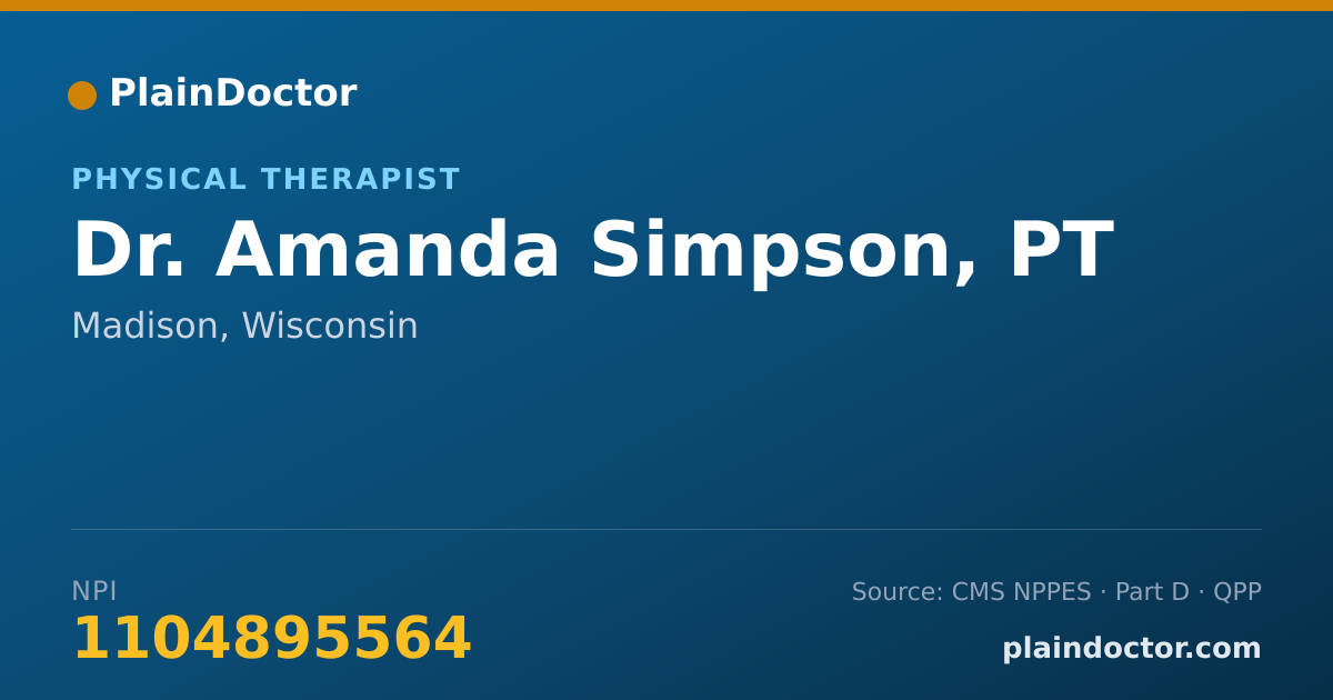 Shareable card for Amanda Simpson, PT - Physical Therapist, Madison, WI