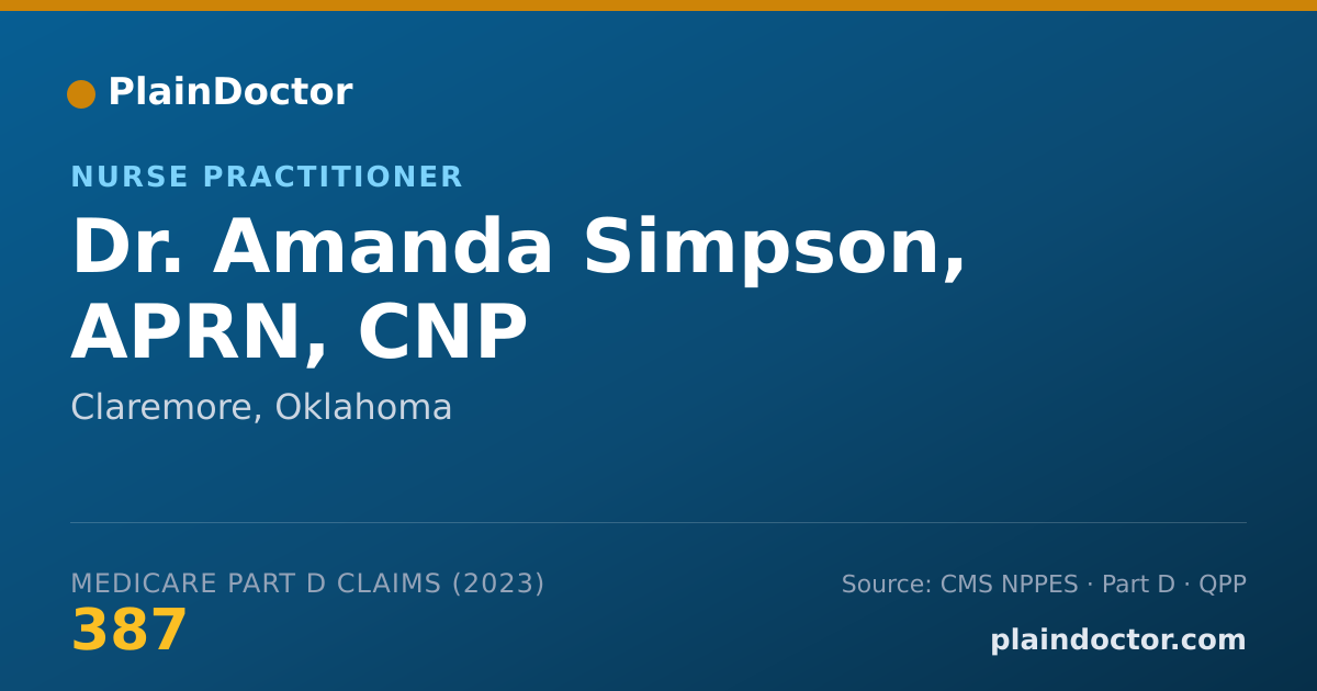 Shareable card for Amanda Simpson, APRN, CNP - Nurse Practitioner, Claremore, OK