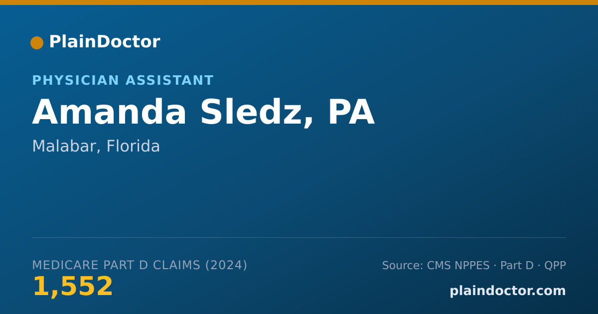 Shareable card for Amanda Sledz, PA - Physician Assistant, Malabar, FL