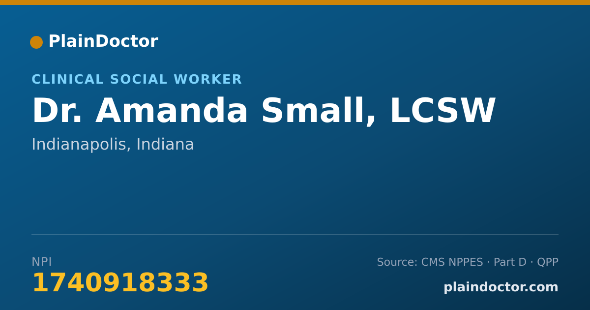 Shareable card for Amanda Small, LCSW - Clinical Social Worker, Indianapolis, IN
