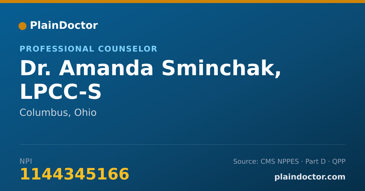 Shareable card for Amanda Sminchak, LPCC-S - Professional Counselor, Columbus, OH