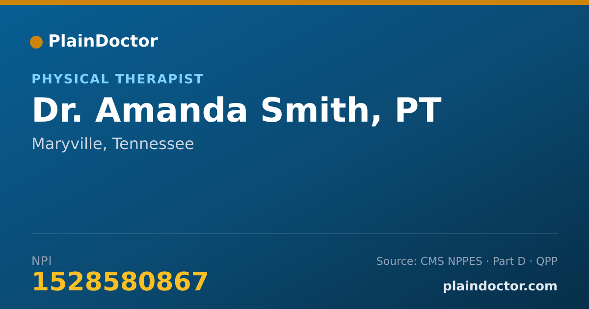 Shareable card for Amanda Smith, PT - Physical Therapist, Maryville, TN