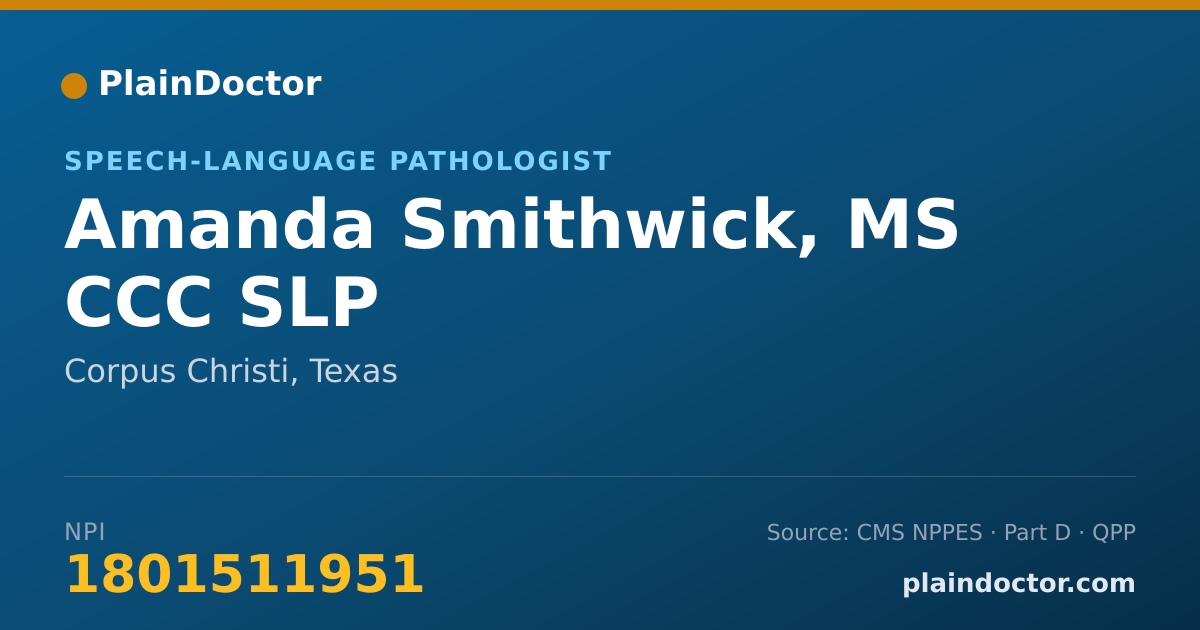 Shareable card for Amanda Smithwick, MS CCC SLP - Speech-Language Pathologist, Corpus Christi, TX