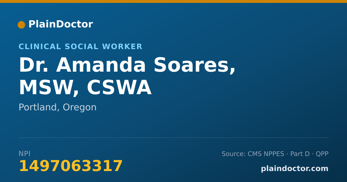 Shareable card for Amanda Soares, MSW, CSWA - Clinical Social Worker, Portland, OR