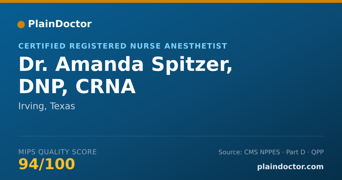 Shareable card for Amanda Spitzer, DNP, CRNA - Certified Registered Nurse Anesthetist, Irving, TX