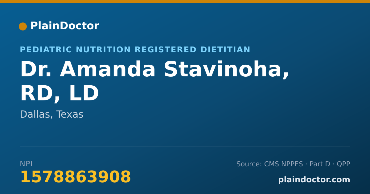Shareable card for Amanda Stavinoha, RD, LD - Pediatric Nutrition Registered Dietitian, Dallas, TX