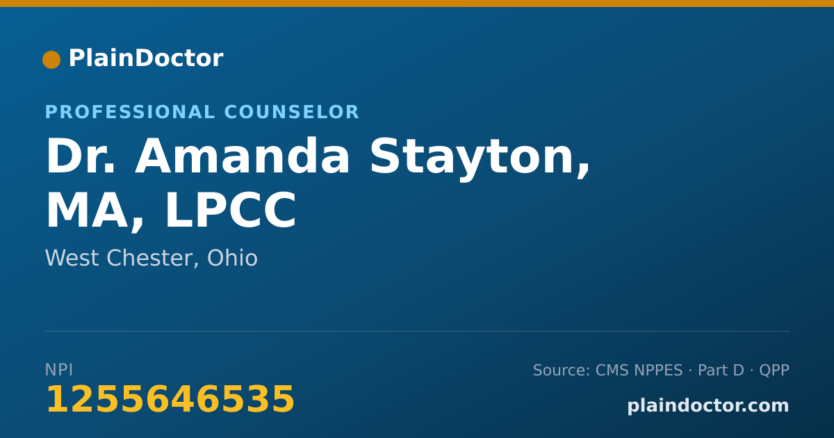Shareable card for Amanda Stayton, MA, LPCC - Professional Counselor, West Chester, OH
