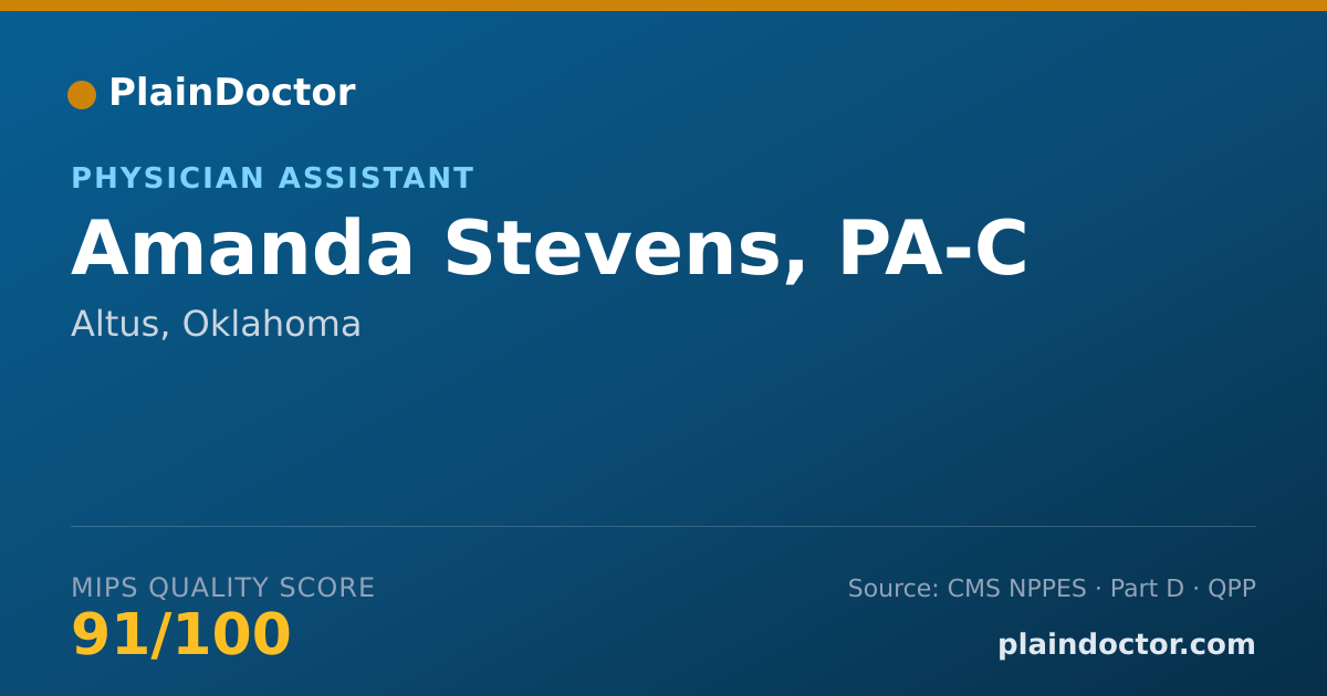 Shareable card for Amanda Stevens, PA-C - Physician Assistant, Altus, OK