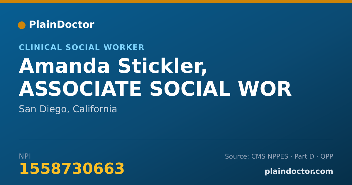Shareable card for Amanda Stickler, ASSOCIATE SOCIAL WOR - Clinical Social Worker, San Diego, CA