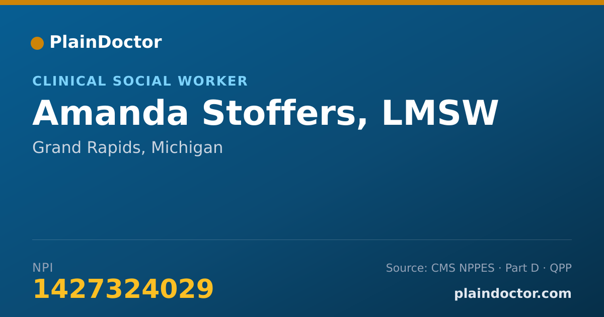 Shareable card for Amanda Stoffers, LMSW - Clinical Social Worker, Grand Rapids, MI