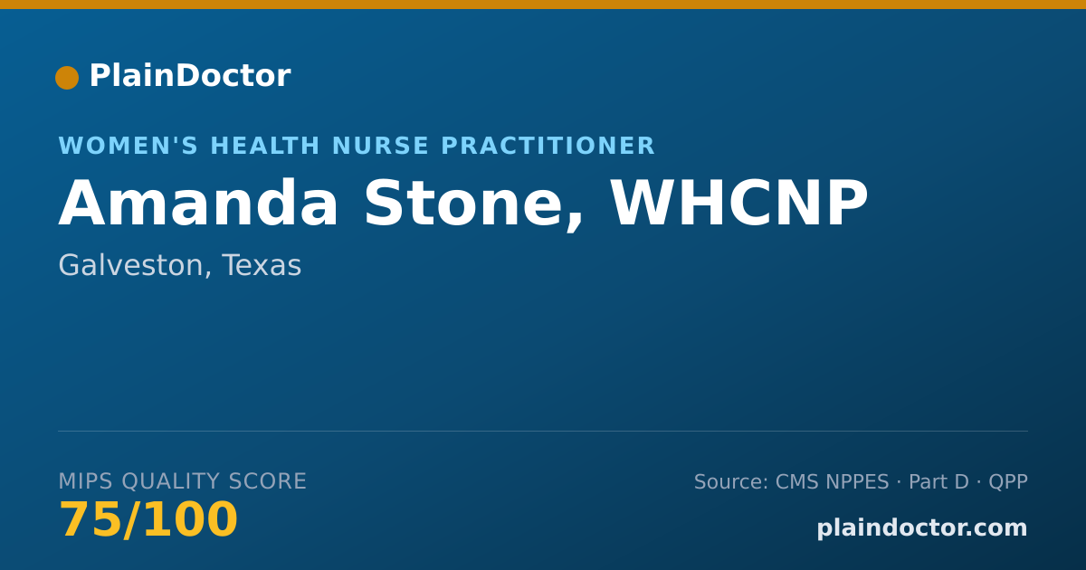 Shareable card for Amanda Stone, WHCNP - Women's Health Nurse Practitioner, Galveston, TX