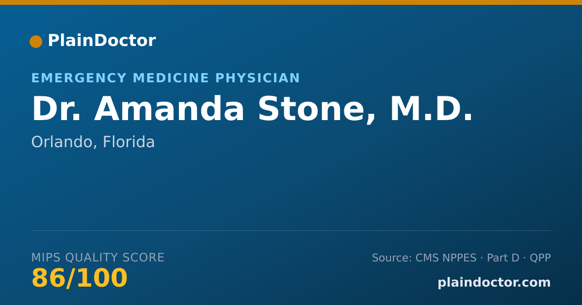 Shareable card for Amanda Stone, M.D. - Emergency Medicine Physician, Orlando, FL