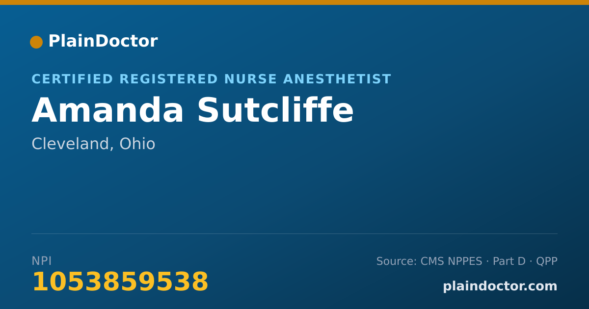 Shareable card for Amanda Sutcliffe - Certified Registered Nurse Anesthetist, Cleveland, OH