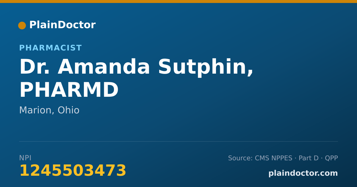 Shareable card for Amanda Sutphin, PHARMD - Pharmacist, Marion, OH