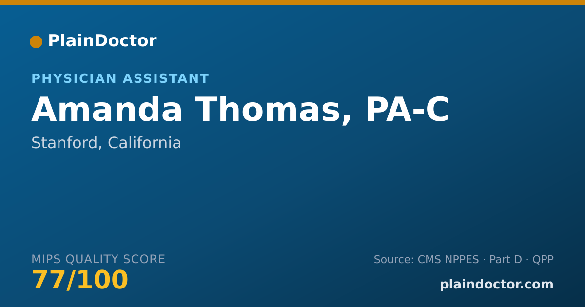 Shareable card for Amanda Thomas, PA-C - Physician Assistant, Stanford, CA
