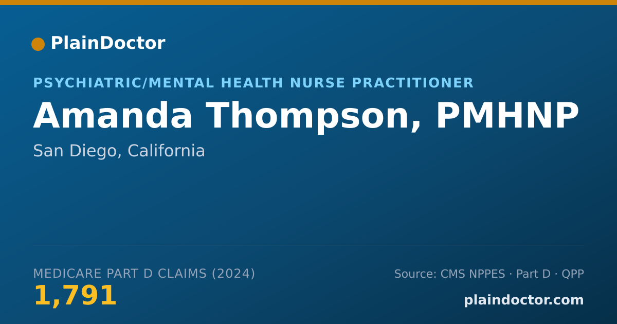 Shareable card for Amanda Thompson, PMHNP - Registered Nurse, San Diego, CA