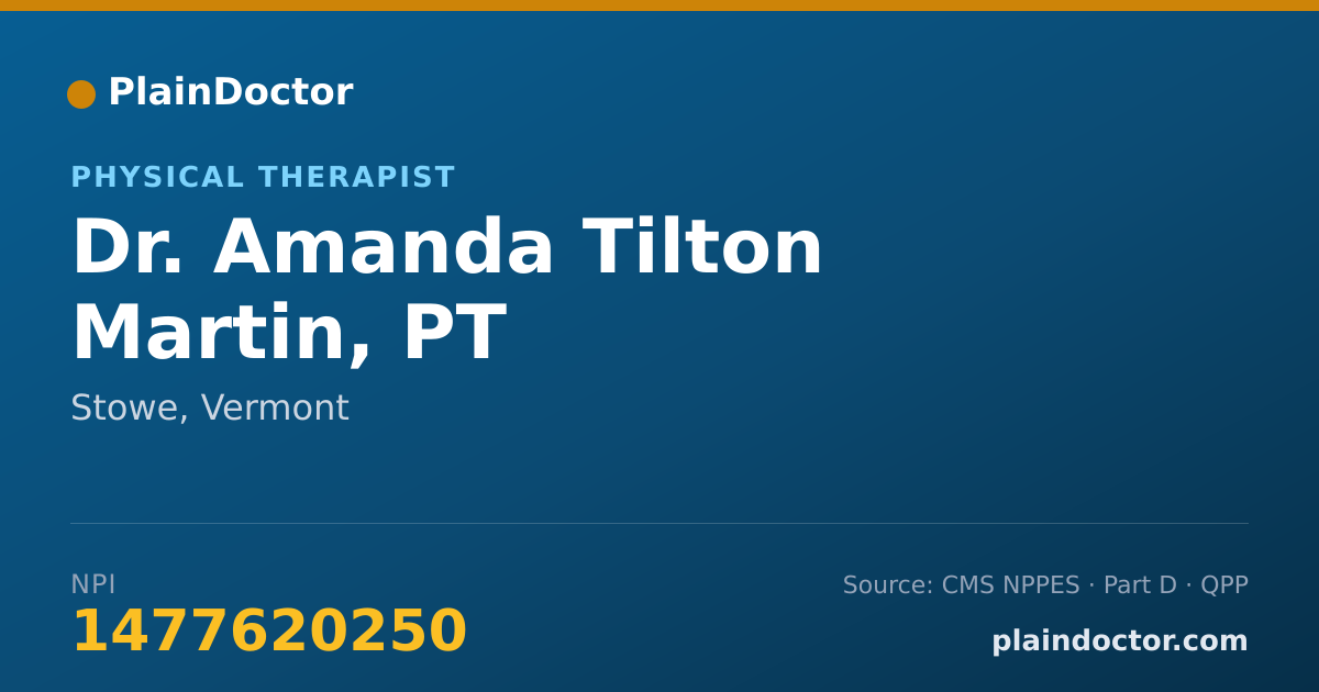 Shareable card for Amanda Tilton Martin, PT - Physical Therapist, Stowe, VT