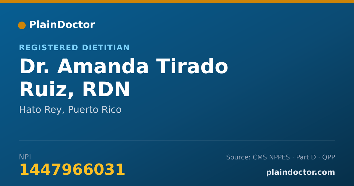 Shareable card for Amanda Tirado Ruiz, RDN - Registered Dietitian, Hato Rey, PR