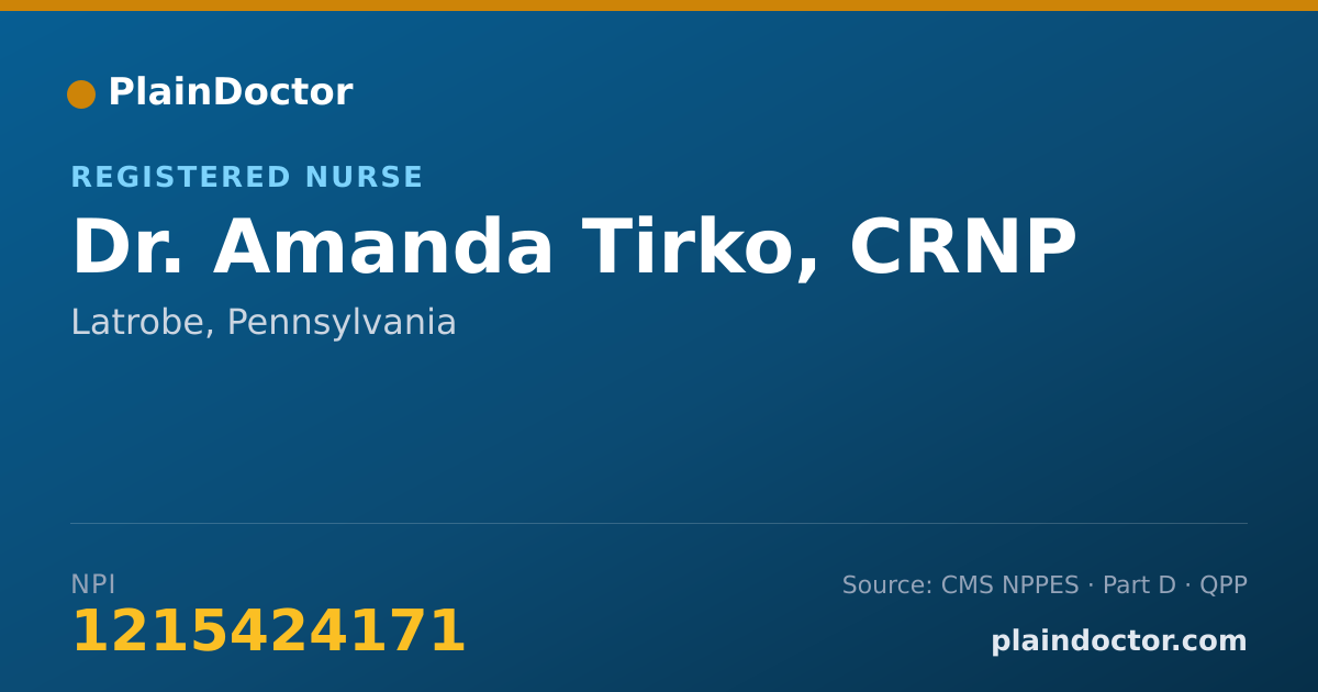 Shareable card for Amanda Tirko, CRNP - Registered Nurse, Latrobe, PA