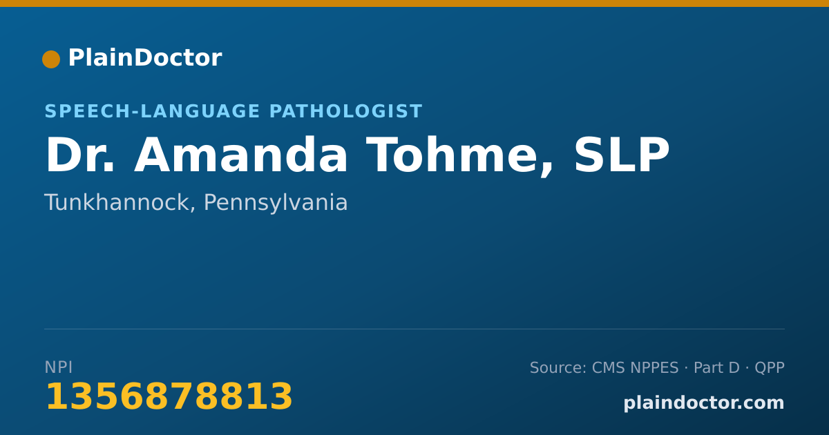 Shareable card for Amanda Tohme, SLP - Speech-Language Pathologist, Tunkhannock, PA