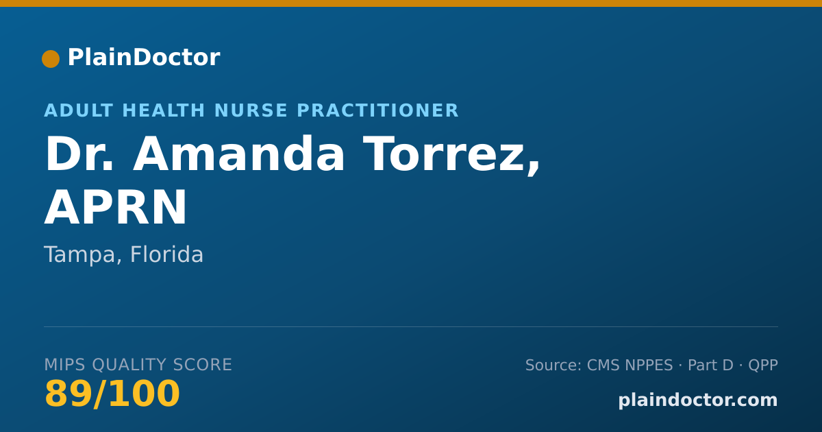 Shareable card for Amanda Torrez, APRN - Adult Health Nurse Practitioner, Tampa, FL